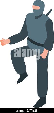 Ninja character icon, isometric style Stock Vector