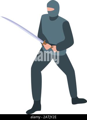 Katana ninja icon, isometric style Stock Vector