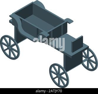 Black horse carriage icon, isometric style Stock Vector