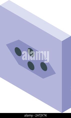 Electric socket icon, isometric style Stock Vector