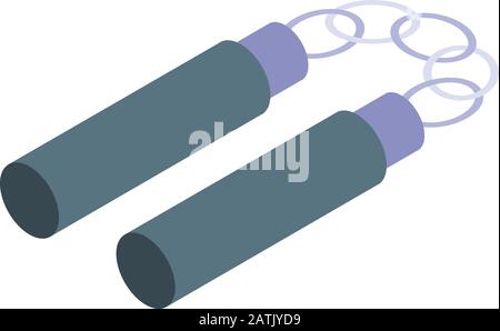 Ninja nunchucks icon, isometric style Stock Vector