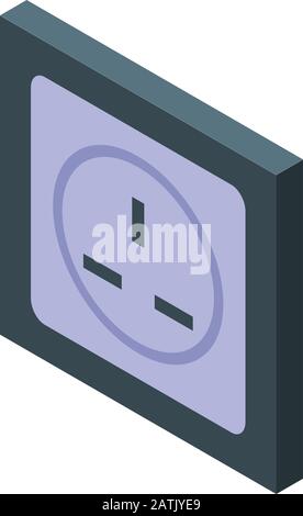 Power socket icon, isometric style Stock Vector
