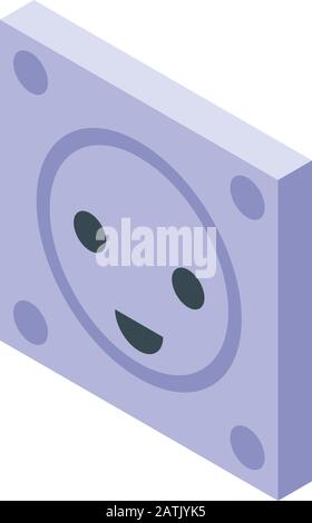 Wall power socket icon, isometric style Stock Vector