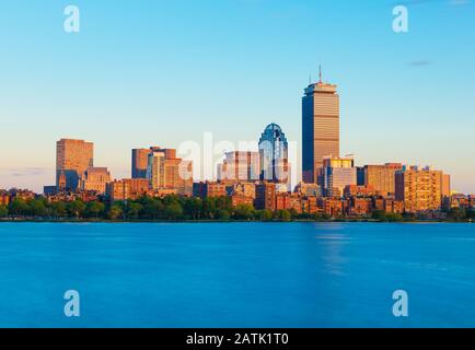 Boston, MA - June 2016, USA: View from Cambridge on Boston downtown during the sunset Stock Photo