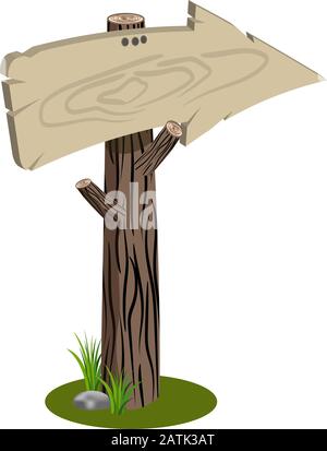 Wooden Sign On A Grass Vector Illustration Isolated Stock Vector Image 