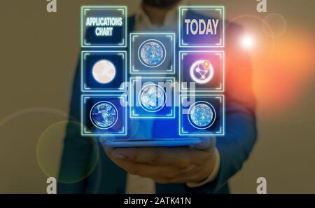Word writing text Applications Chart. Business photo showcasing graph used to study how a process changes over time Elements of this image furnished b Stock Photo