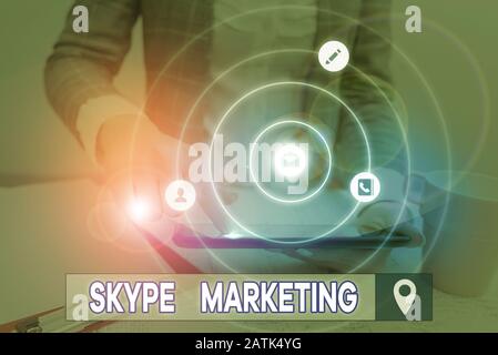 Handwriting text writing Skype Marketing. Conceptual photo apps that specializes in providing video chat and voice Stock Photo