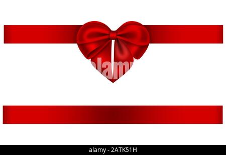 red heart shaped bow and ribbon Stock Photo