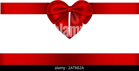 red heart shaped bow and ribbon Stock Vector