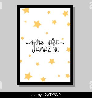 Valentine day hand lettering poster, greeting card, background Stock Vector