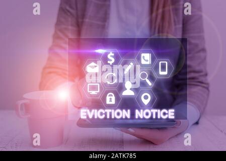 Handwriting text Eviction Notice. Conceptual photo an advance notice that someone must leave a property Stock Photo