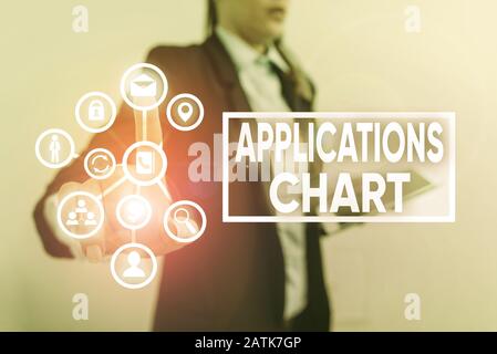 Writing note showing Applications Chart. Business concept for graph used to study how a process changes over time Stock Photo