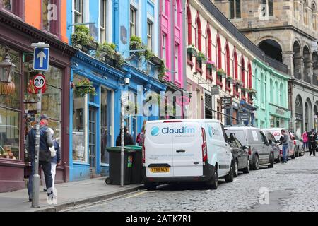 The picturesque Victoria Street in Edinburgh, the Scottish capital Stock Photo