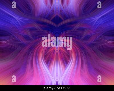 Abstract blue and pink twisted lights fibers effect, colorful background Stock Photo