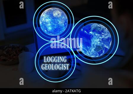 Handwriting text Logging Geologist. Conceptual photo Layout and execution of definition diamond drill programs Elements of this image furnished by NAS Stock Photo