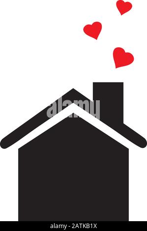 vector illustration of a house icon with a hearts. Stock Vector