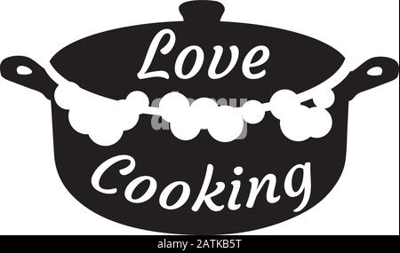 vector illustration of kitchen pot logo. Kitchen logo love cooking. Stock Vector