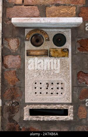 Italy,Venice, intercoms that have the look of a face Stock Photo