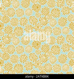 pastel yellow dandelion flowers seamless vector pattern Stock Vector