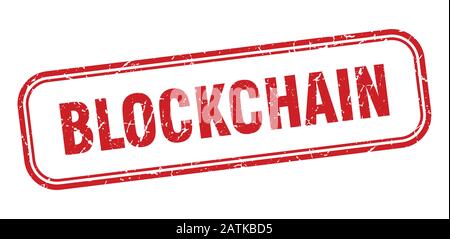 blockchain stamp. blockchain square grunge red sign. blockchain tag Stock Vector