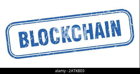 blockchain stamp. blockchain square grunge blue sign. blockchain tag Stock Vector