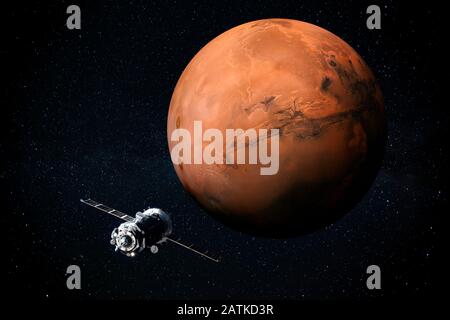 Exploration of Mars the Red planet of the solar system in space. This image elements furnished by NASA. Stock Photo