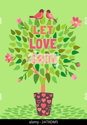 Valentines day hand drawn vector greeting poster Stock Vector