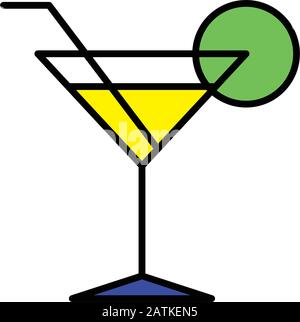 wine glass icon line design template Stock Vector