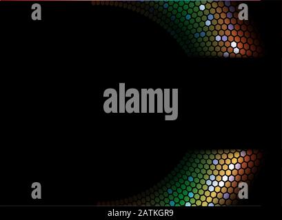 Abstract pattern with gold abstract spiral on black background. Modern template design. Vector swirl shape. Dark backdrop Stock Vector