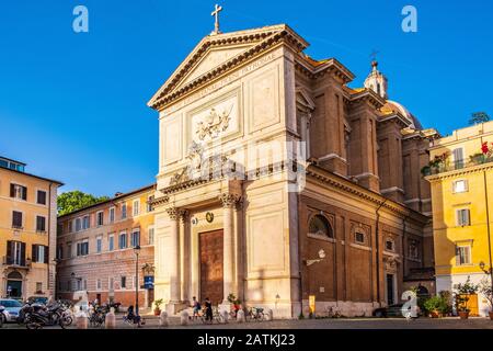 Rome, Italy - 2019/06/15: St. Salvatore at the Laurels church - Chiesa di San Salvatore in Lauro - at the Via dei Vecchiarelli in the Ponte district Stock Photo