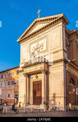 Rome, Italy - 2019/06/15: St. Salvatore at the Laurels church - Chiesa di San Salvatore in Lauro - at the Via dei Vecchiarelli in the Ponte district Stock Photo