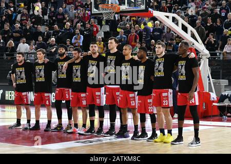 Virtus Roma, who sees OriOra Pistoia pass 80-81 after the basket 2” from Johnson's end, comes out defeated once more on the siren. Match played in memory of Kobe Bryant, celebrated by the two teams with a shirt worn during the warm-up. (Photo by Domenico Cippitelli/Pacific Press) Stock Photo