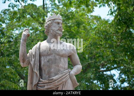 Statue of a king man forward in a park in Barranco Miraflores Lima Stock Photo