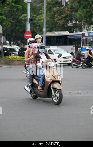 Traffic, Motorbikes, Le Loi Boulevard, Ho Chi Minh City, Saigon, Vietnam, Southeast Asia, Asia Stock Photo