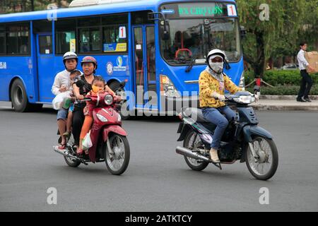 Traffic, Motorbikes, Le Loi Boulevard, Ho Chi Minh City, Saigon, Vietnam, Southeast Asia, Asia Stock Photo