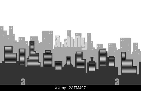 Silhouette background city many buildings and windows Stock Vector