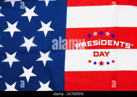 Happy Presidents' Day typography over white background with US American flag border Stock Photo