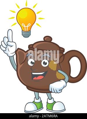 Have an idea gesture of teapot cartoon character design Stock Vector