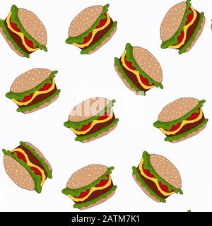Abstract pattern seamless with hamburger. It is located in swatch menu, vector Stock Vector