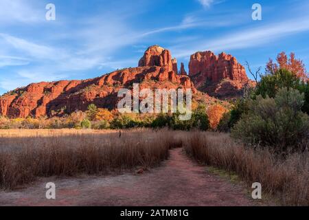 Scenic view of Cathedral Rock in Sedona, Arizona Stock Photo