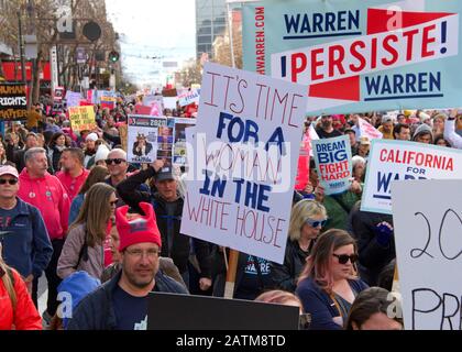 San Francisco, CA - Jan 18, 2020: Unidentified participants in the Women's March. Designed to engage and empower all people to support women's rights, Stock Photo