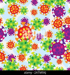 Flat simple cartoon bacterium seamless science pattern Stock Vector