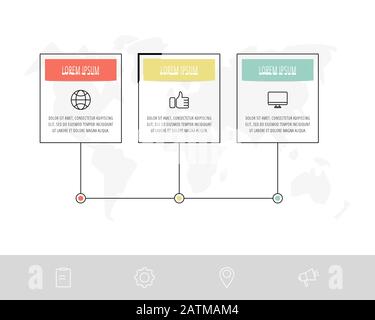 Modern vector infographic template with rectangles. Business banner with 3 options and circles. Three steps for brochure, diagram, timeline, levels Stock Vector