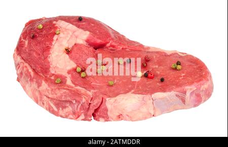 Fresh raw rib eye beef steak isolated on a white background Stock Photo