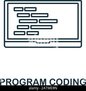 Laptop Coding line icon. Thin design style from programmer icon collection. Simple laptop coding icon for infographics and templates Stock Vector