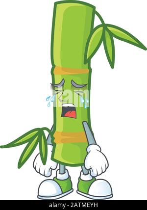 Sad of bamboo stick cartoon mascot style Stock Vector