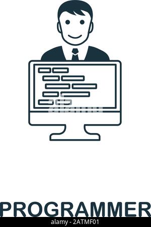 Programmer icon vector line logo mark or symbol set collection outline ...