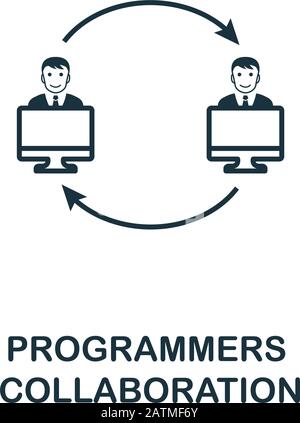 Programmers Collaboration line icon. Thin design style from programmer icon collection. Simple programmers collaboration icon for infographics and Stock Vector
