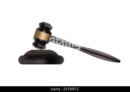 Judge gavel. Vector illustration. Icon justice White background Stock Vector