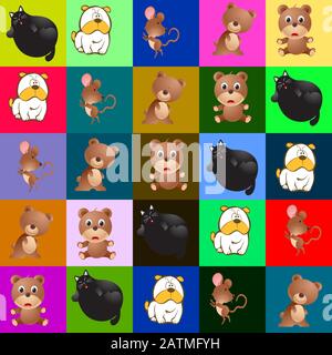 cute animal pattern backgrounds Stock Vector